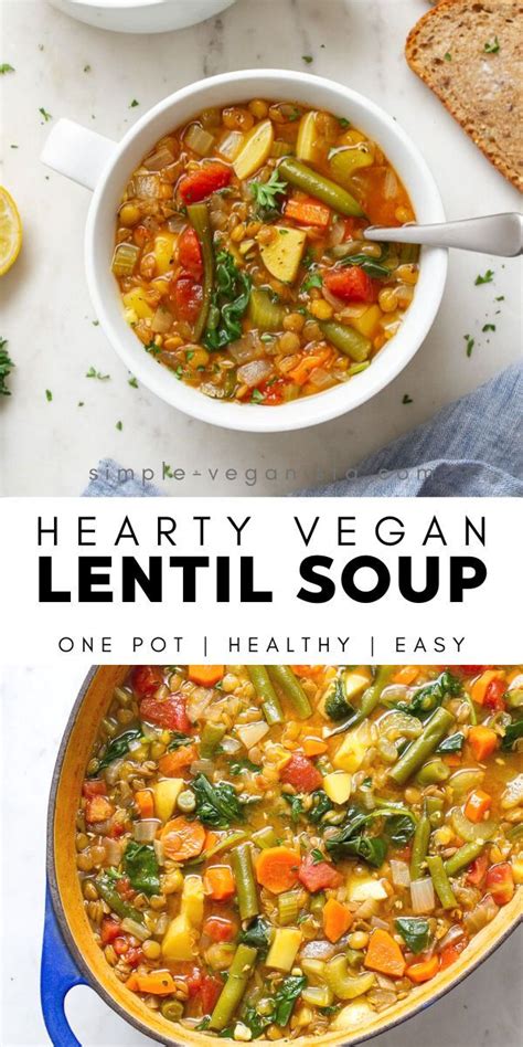 Hearty Lentil Soup With Veggies A Delicious 1 Pot Soup Recipe Vegan