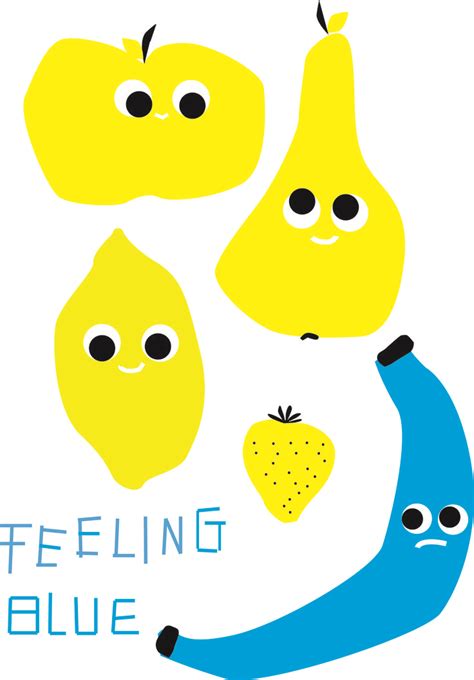 An Image Of Two Pears And One Banana With The Words Feeling Blue On It
