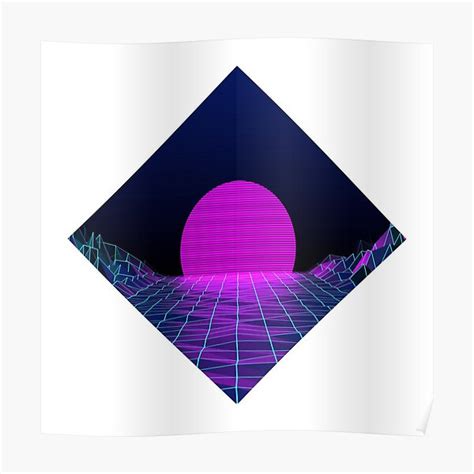 Aesthetic Vaporwave Sunset Diamond Shape Poster By Drtiga Redbubble