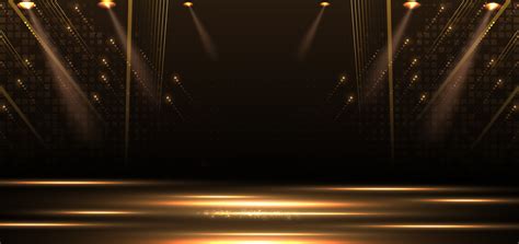 Elegant Golden Stage Vertical Glowing With Lighting Effect Sparkle On