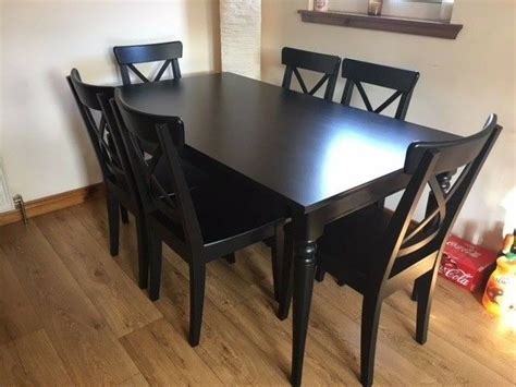 Ikea malm dressing table, alex 9 drawer, alex shelf, lack table (stool), bekvam spice racks and custom art. Black Extendable Ingatorp Dining Table with 6 Ingolf ...