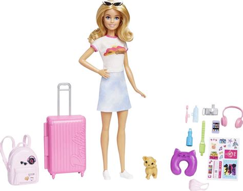 Barbie Doll And Accessories Travel Set With Puppy