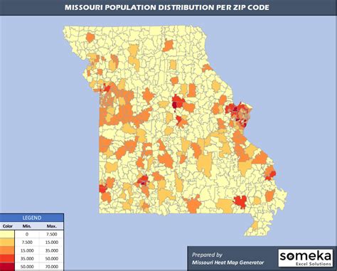 Missouri Zip Code Map And Population List In Excel