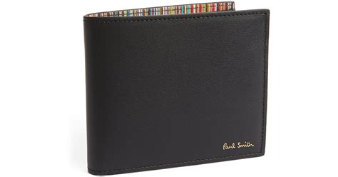 Paul Smith Leather Striped Bifold Wallet In Black For Men Lyst Uk