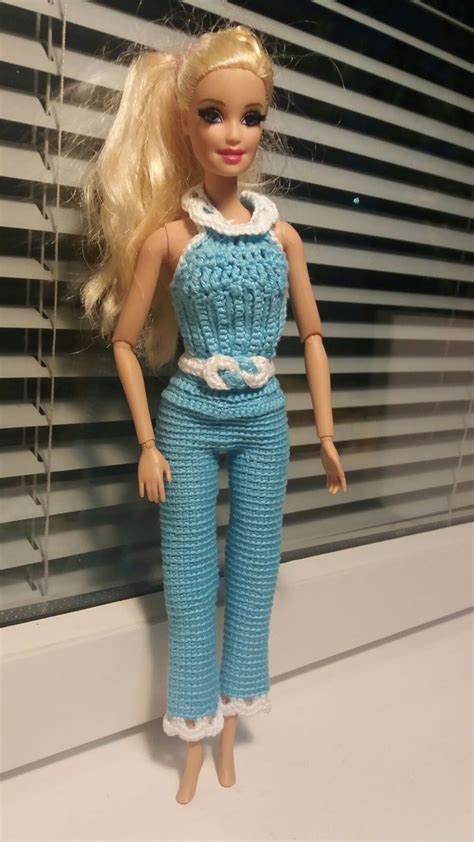 Crocheted Light Blue Overalls For Barbie Doll 2016 Barbie Clothes Barbie Dress Pattern