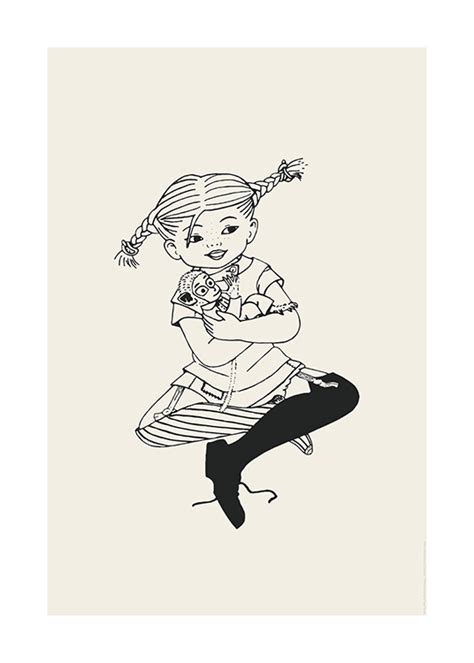 Pippi Longstocking No2 Poster Astrid Lindgren Illustration Desenioie
