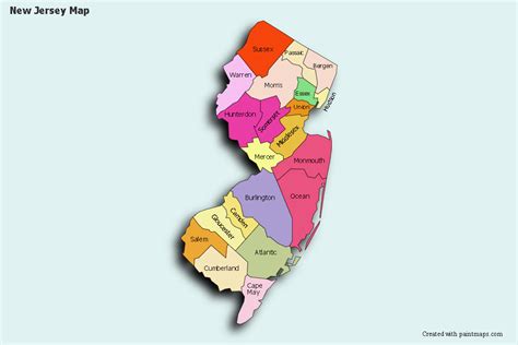 New Jersey Mapa En Blanco Coloque sus propias imágenes en el mapa de