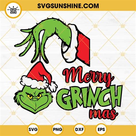 Merry Grinchmas Svg Grinch Svg Grinch In Hand Svg Grinch Face Svg Grinch Hand Svg
