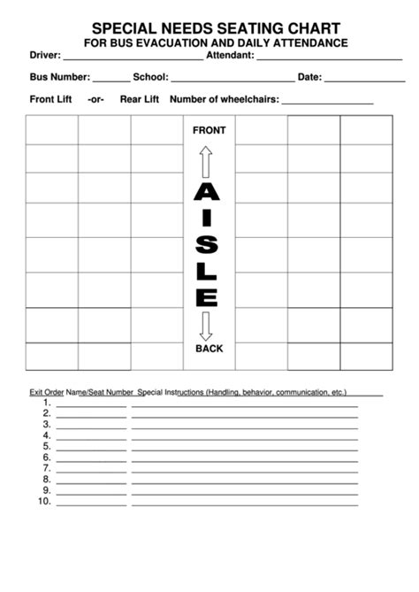 special  seating chart  bus evacuation  daily