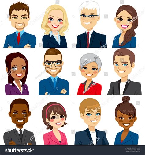 Set Business People Avatar Collection Workers Stock Vector Royalty