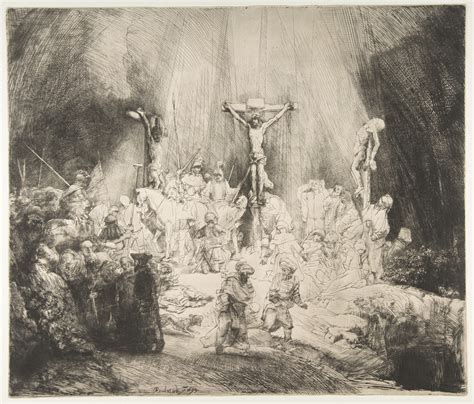 Kunst Antiquitäten And Kunst Rembrandt Christ Crucified Between Two