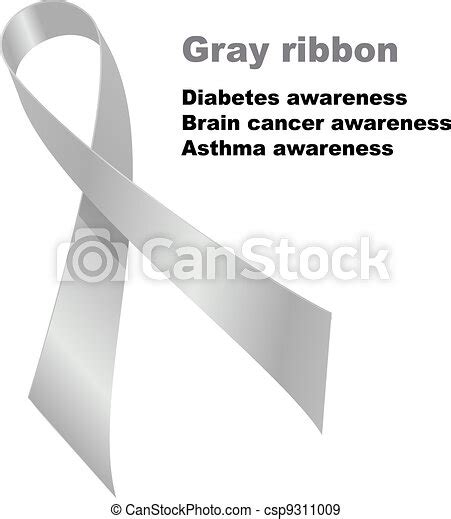 Gray Ribbon Diabetes Awareness Brain Cancer Awareness Asthma