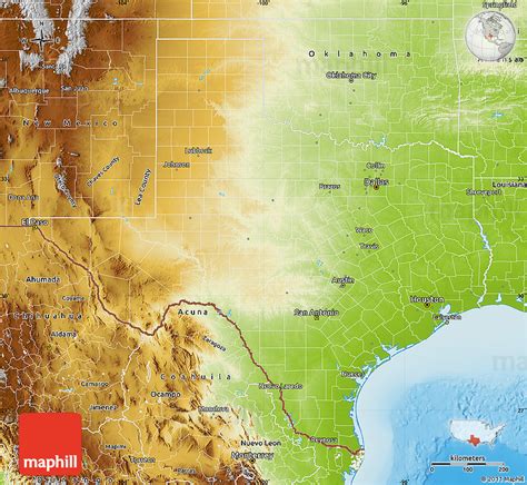 Physical Map Of Texas With Key Physical Geography Coastal Plains