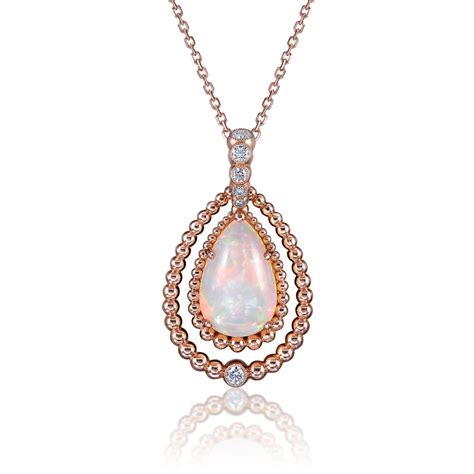 K Rose Gold Opal Pendant With Diamonds Ctw Simone Son