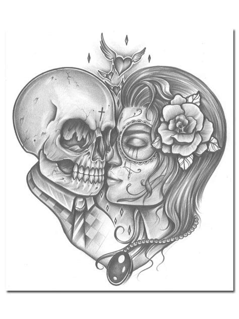 Continuous line drawing of couple kissing each other vector illustration simple minimalist design concept, hand drawn, friendship, happy png and vector with transparent background for free download. Best 25+ Skull couple tattoo ideas on Pinterest | Skeleton ...