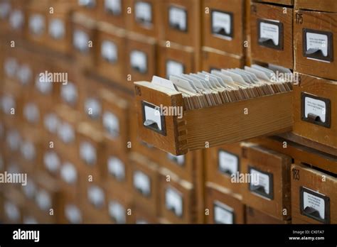 Database Concept Vintage Cabinet Library Card Or File Catalog Stock