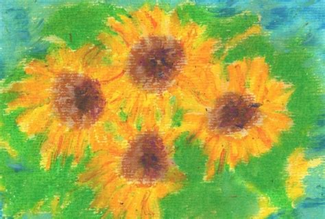 Painterly Sunflowers With Oil Pastel And Watercolor Rebecca Humphreys