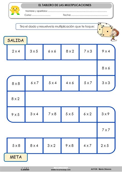 El Tablero De Las Multiplicaciones Math Multiplication Worksheets