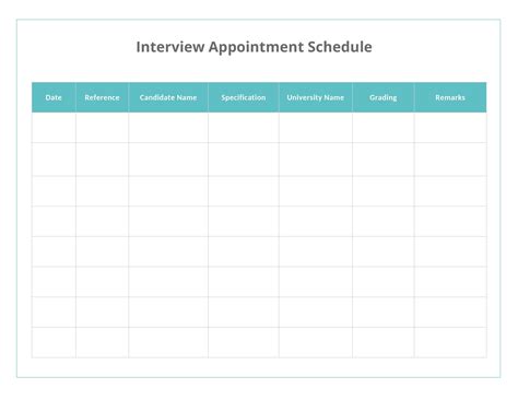 Appointment Schedules Templates Schedule Templates Sc