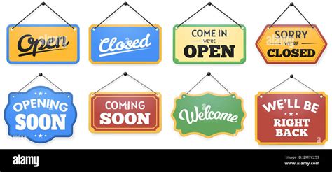 Store Door Sign Come In Were Open And Closed Signboard Note Opening