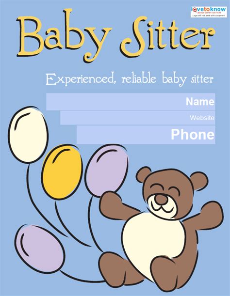 Free Printable Babysitting Flyer Template
