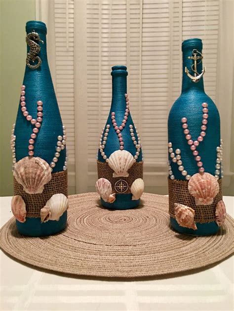 Decorative Bottles Hand Wrapped Wine Bottle Bottle Beach Ocean
