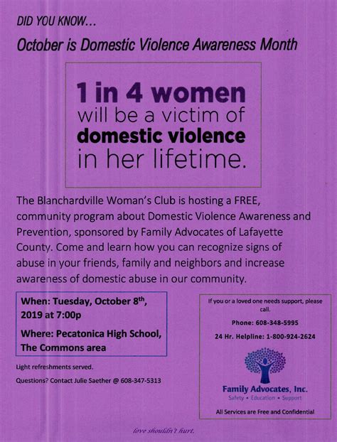 Blanchardville Womens Club Domestic Violence Awareness Program