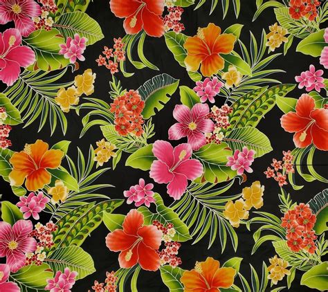 Hawaiian Tropical Floral Fabric Cotton Quilt Fabric Kaleidoscope Quilting