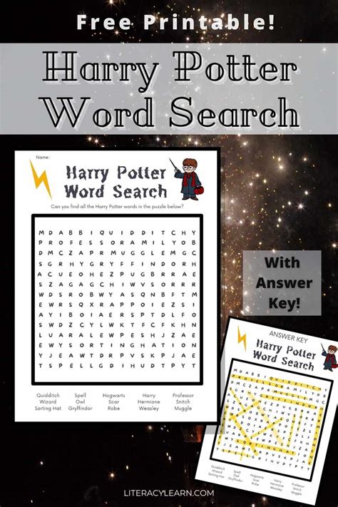Harry Potter Word Search Free Printable Literacy Learn
