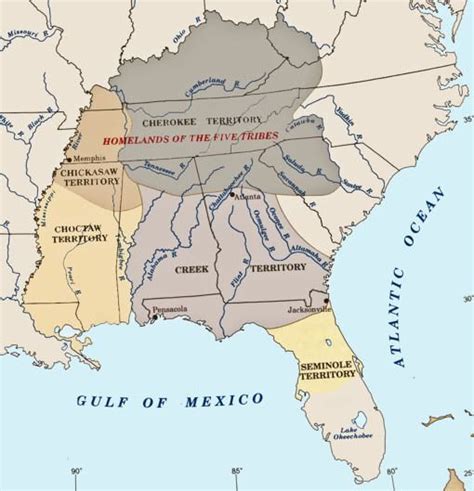 The Original Territory Of The Five Civilized Tribes That