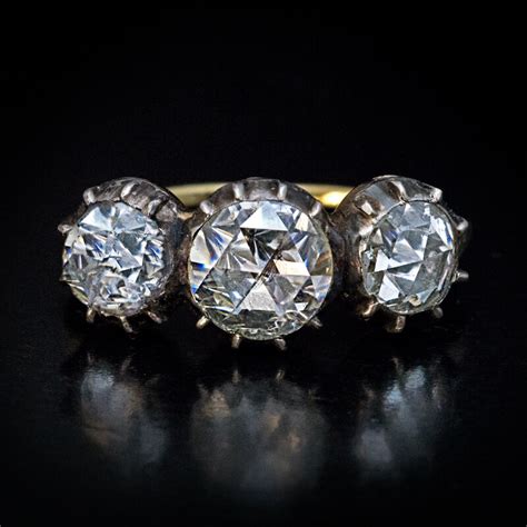 Antique Three Rose Cut Diamond Engagement Ring Ref 628492 Antique