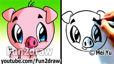 How To Draw A Cartoon Pig Under 2 Min Cute Animal Drawings Fun2draw