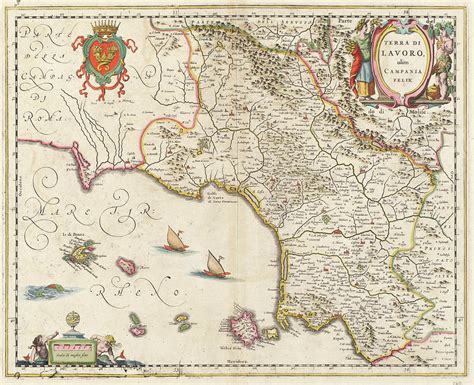 Campania is a region of southern italy. Vintage Map Of Campania Italy - 1662 Drawing by ...