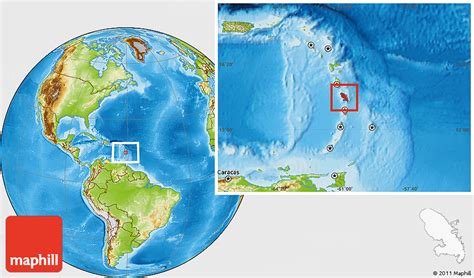 Discover sights, restaurants, entertainment and hotels. Physical Location Map of Martinique