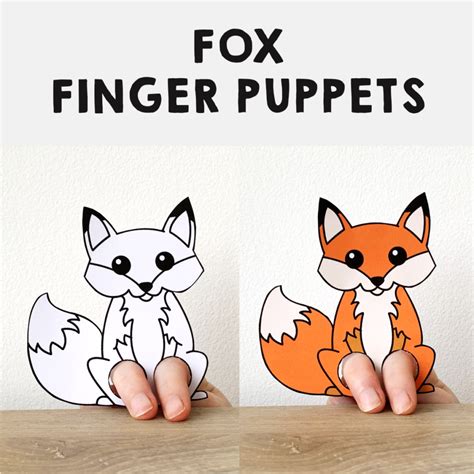 Fox Finger Puppet Printable Woodland Animal Coloring Paper Craft