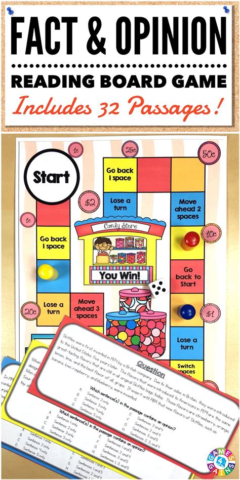 Fact And Opinion Activities Fact And Opinion Passages Reading Game
