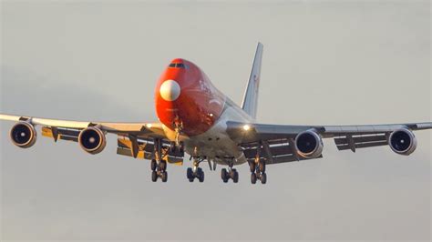 Boeing 747 Departs Into The Sunset B747 Landing Departure 4k