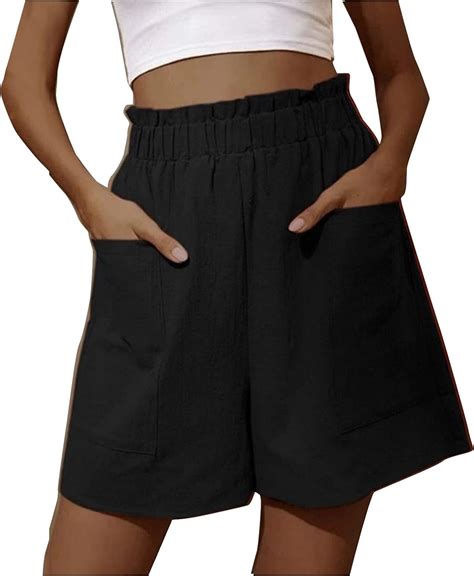 Huojing Wide Leg Shorts For Women Solid Color Elastic Waist Plus Size