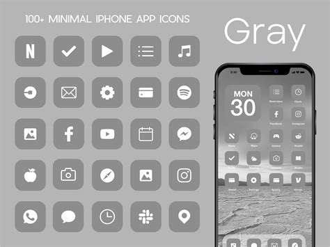 Ios Gray App Icons 230 Grey Minimal Ios 14 Modern Icon Pack Etsy