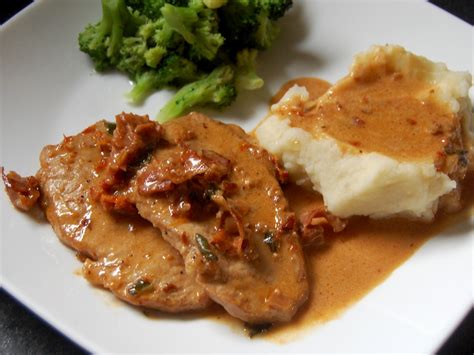 The meat was tender and juicy. Cassie Craves: Pork Loin Chops with Prosciutto Cream Sauce