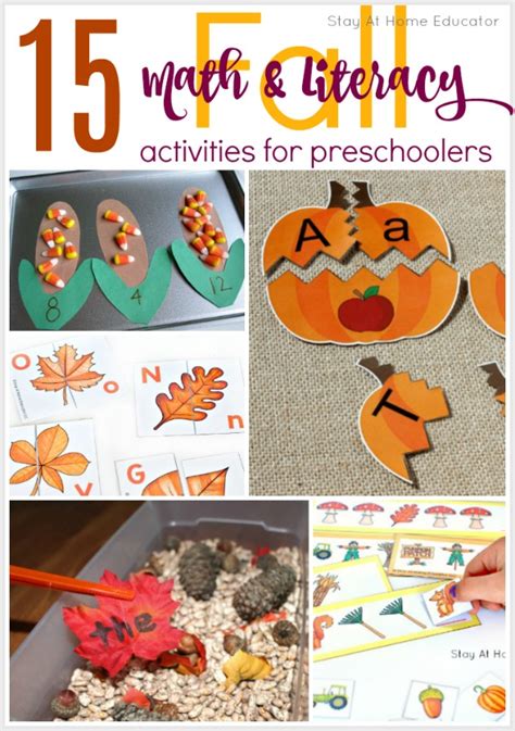 15 Preschool Fall Math And Literacy Centers Stay At Home Educator