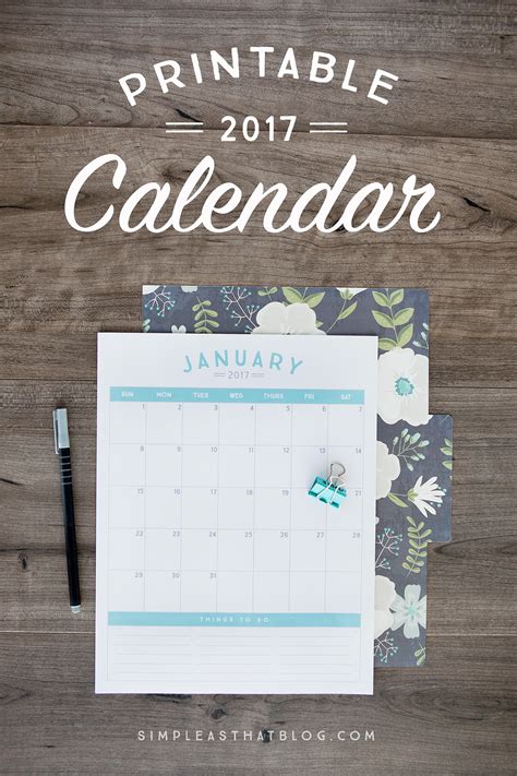 Free Printable 2017 Calendar