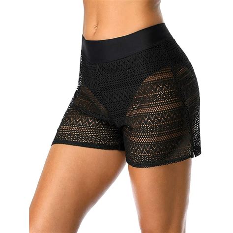 Womens Swim Shorts High Waist Swimsuits Shorts Swim Short With Pockets