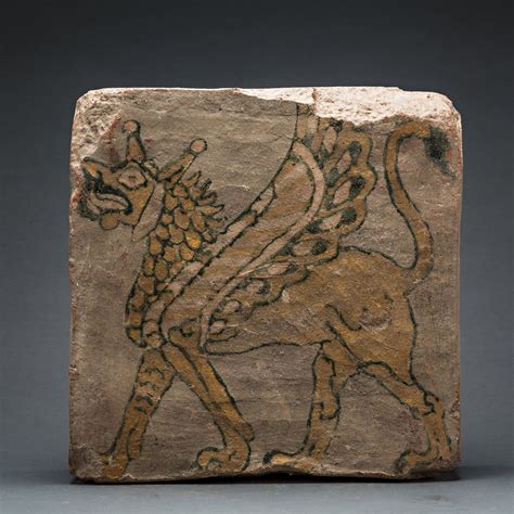 Assyrian Painted Tile With Mythical Creature Ancient Mesopotamia