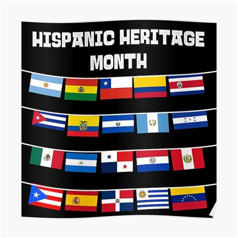 Hispanic Heritage Month Flags Poster For Sale By Samartsify Redbubble