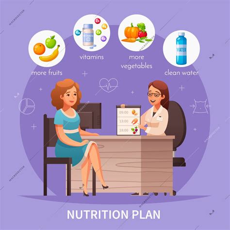 Nutritionist Recommendations Cartoon Composition With Dietitian
