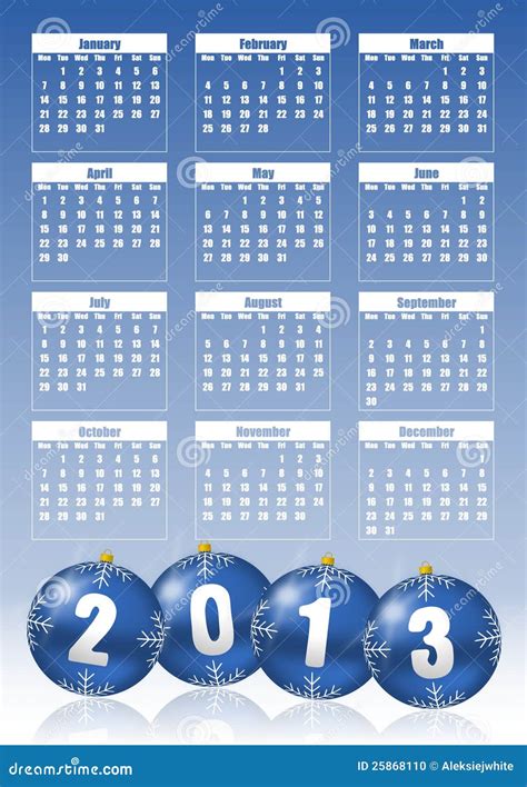 2013 Year Calendar Stock Illustration Illustration Of Diary 25868110