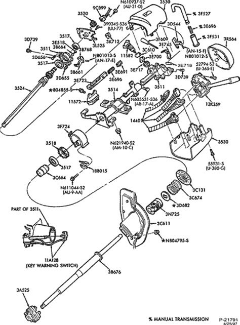 1962 Ford Falcon Steering Column Exploded View