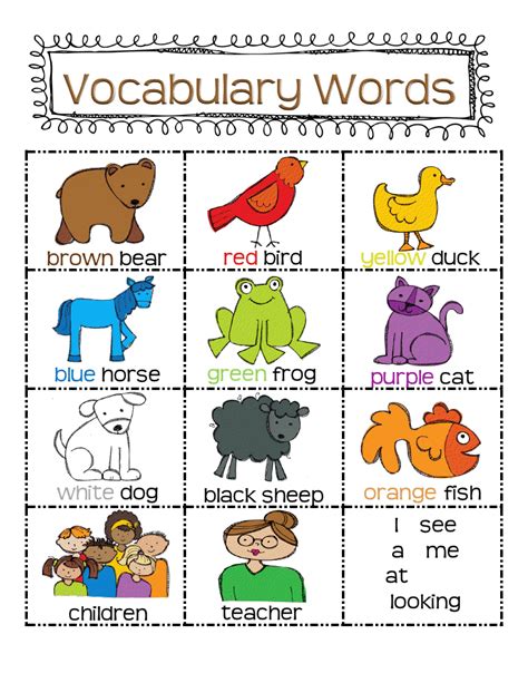 Kindergarten Vocabulary Words Kindergarten