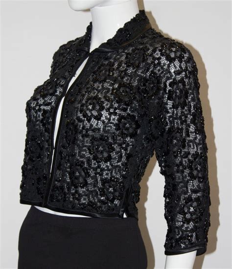 Vintage Black Beaded Evening Jacket At 1stdibs Beaded Evening Jackets